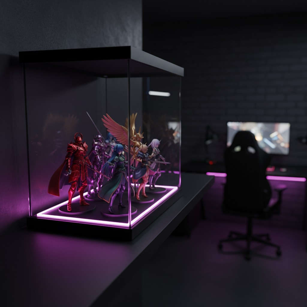 Colección de figuras de acción gamers.